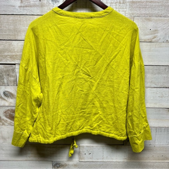 Marc New York Top Womens Large Yellow Linen Blend Full Zip Drawstring - Picture 4 of 8